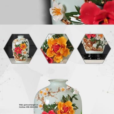 BÌNH THỦ CÔNG ĐẮP NỔI HOA MẪU ĐƠN